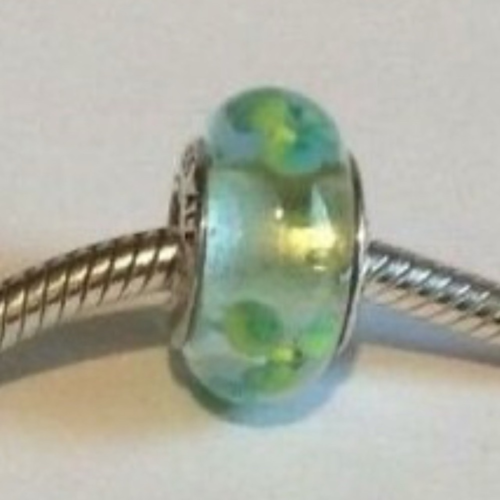 Pandora Murano Retired Teal Frost Flowers Authentic 925 ale